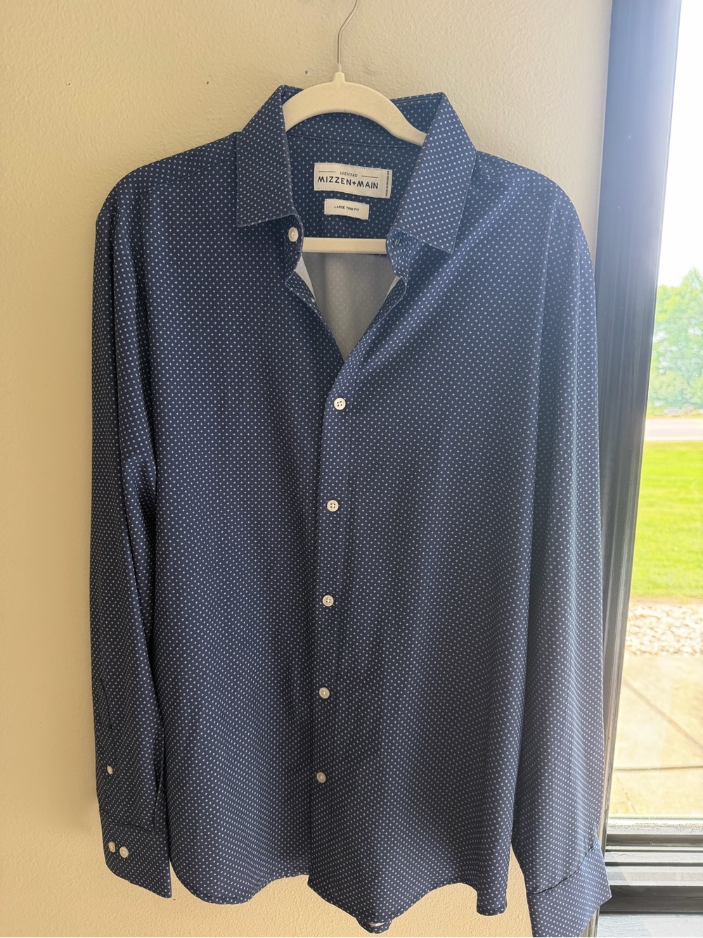 Mizzen+Main Navy Microdot Stretch Dress Shirt
